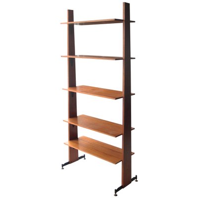 Mid-Century Modern Teak Brass Shelving, Italy, 1950-UZ-863056