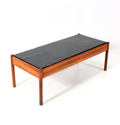 Mid-Century Modern Teak Coffee Table with Slate Top, 1960s-MY-1799114