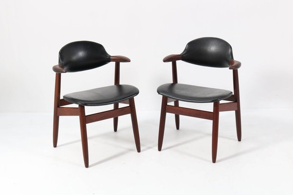 Mid-Century Modern Teak Cowhorn Chairs by Tijsseling for Hulmefa Nieuwe Pekela, 1960s, Set of 2-MY-824011