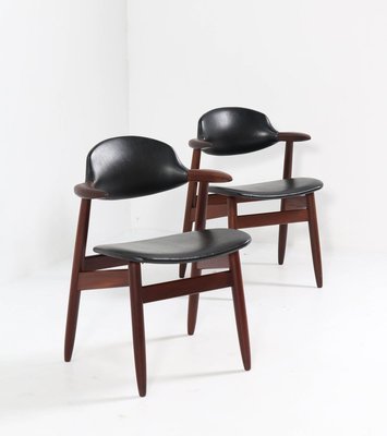 Mid-Century Modern Teak Cowhorn Chairs by Tijsseling for Hulmefa Nieuwe Pekela, 1960s, Set of 2-MY-824011