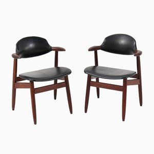 Mid-Century Modern Teak Cowhorn Chairs by Tijsseling for Hulmefa Nieuwe Pekela, 1960s, Set of 2-MY-824011