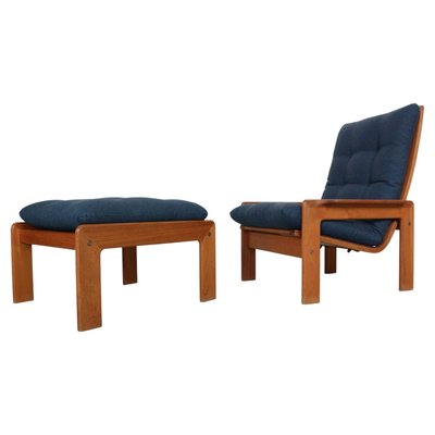 Mid-Century Modern Teak Easy Lounge Chair & Ottoman from Emc Møbler, Denmark, 1960, Set of 2-DT-2026193