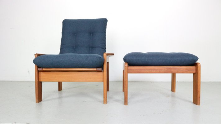 Mid-Century Modern Teak Easy Lounge Chair & Ottoman from Emc Møbler, Denmark, 1960, Set of 2-DT-2026193