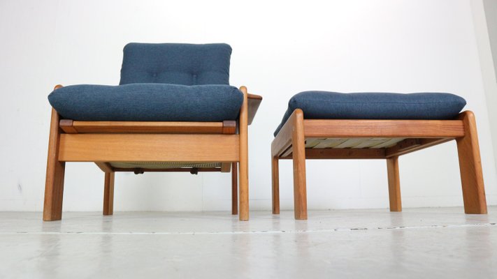 Mid-Century Modern Teak Easy Lounge Chair & Ottoman from Emc Møbler, Denmark, 1960, Set of 2-DT-2026193