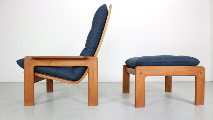 Mid-Century Modern Teak Easy Lounge Chair & Ottoman from Emc Møbler, Denmark, 1960, Set of 2-DT-2026193