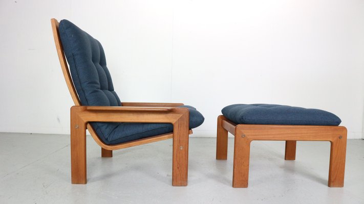 Mid-Century Modern Teak Easy Lounge Chair & Ottoman from Emc Møbler, Denmark, 1960, Set of 2-DT-2026193