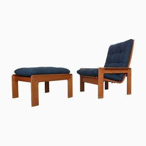 Mid-Century Modern Teak Easy Lounge Chair & Ottoman from Emc Møbler, Denmark, 1960, Set of 2-DT-2026193