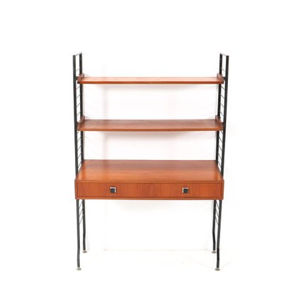 Mid-Century Modern Teak Free Standing Shelving Unit with Writing Table, 1960s, Set of 5-MY-1338127