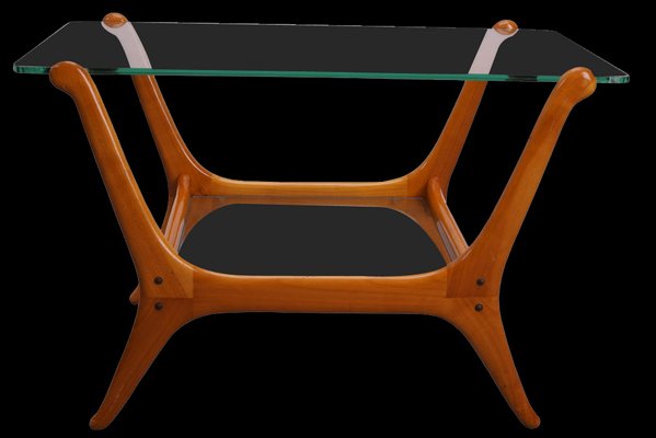 Mid-Century Modern Teak & Glass Side Table-KIJ-1344959