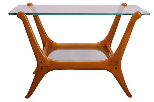 Mid-Century Modern Teak & Glass Side Table-KIJ-1344959