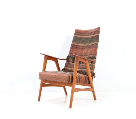 Mid-Century Modern Teak Lounge Chair With Kilim Upholstery, 1960s-MY-1245409