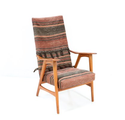 Mid-Century Modern Teak Lounge Chair With Kilim Upholstery, 1960s-MY-1245409