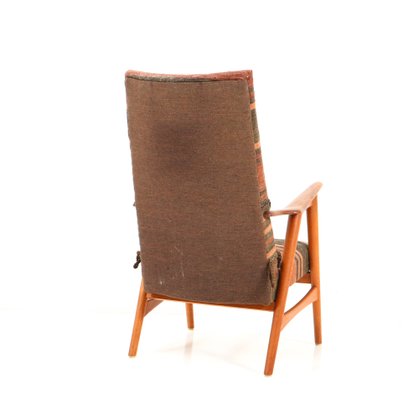 Mid-Century Modern Teak Lounge Chair With Kilim Upholstery, 1960s-MY-1245409