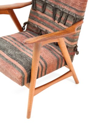 Mid-Century Modern Teak Lounge Chair With Kilim Upholstery, 1960s-MY-1245409