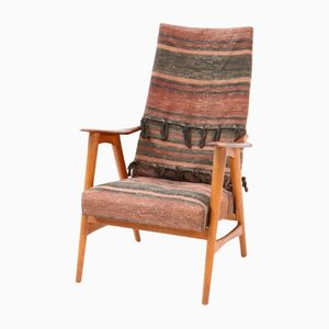 Mid-Century Modern Teak Lounge Chair With Kilim Upholstery, 1960s-MY-1245409