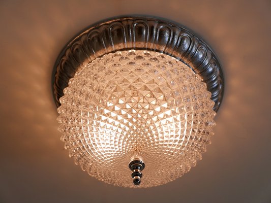 Mid-Century Modern Textured Glass Ceiling Lamp from Sölken Leuchten, Germany, 1970s-WPT-1750065