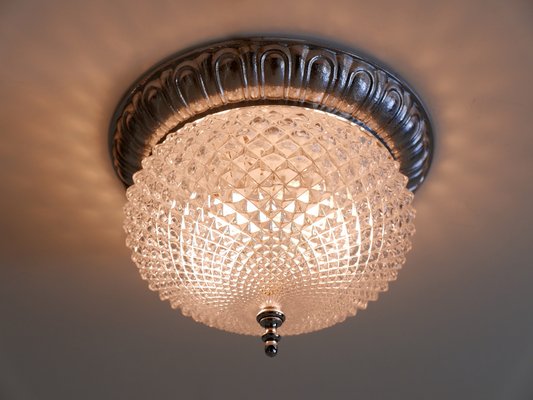 Mid-Century Modern Textured Glass Ceiling Lamp from Sölken Leuchten, Germany, 1970s-WPT-1750065