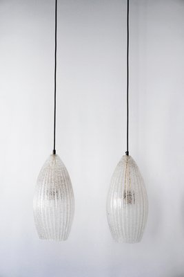 Mid-Century Modern Textured Glass Pendant Ceiling Lamps, 1960s, Set of 2-WPT-605968