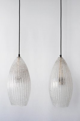 Mid-Century Modern Textured Glass Pendant Ceiling Lamps, 1960s, Set of 2-WPT-605968