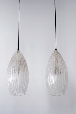 Mid-Century Modern Textured Glass Pendant Ceiling Lamps, 1960s, Set of 2-WPT-605968