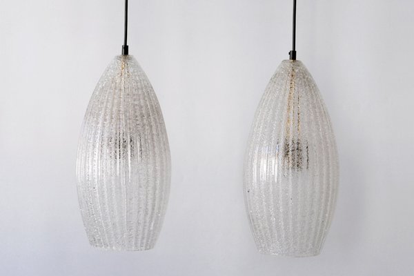 Mid-Century Modern Textured Glass Pendant Ceiling Lamps, 1960s, Set of 2-WPT-605968