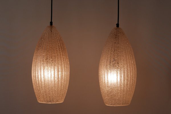 Mid-Century Modern Textured Glass Pendant Ceiling Lamps, 1960s, Set of 2-WPT-605968