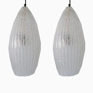 Mid-Century Modern Textured Glass Pendant Ceiling Lamps, 1960s, Set of 2-WPT-605968