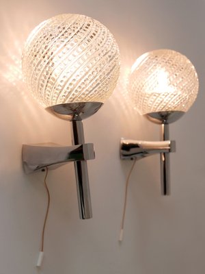 Mid-Century Modern Textured Glass Wall Lamps, 1970s, Set of 2-WPT-1750082