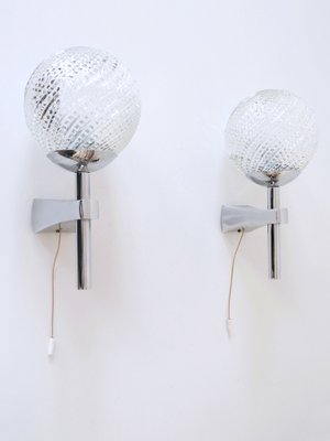 Mid-Century Modern Textured Glass Wall Lamps, 1970s, Set of 2-WPT-1750082