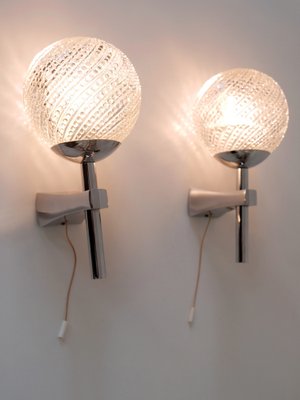 Mid-Century Modern Textured Glass Wall Lamps, 1970s, Set of 2-WPT-1750082