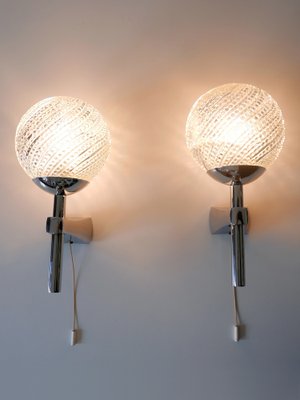 Mid-Century Modern Textured Glass Wall Lamps, 1970s, Set of 2-WPT-1750082