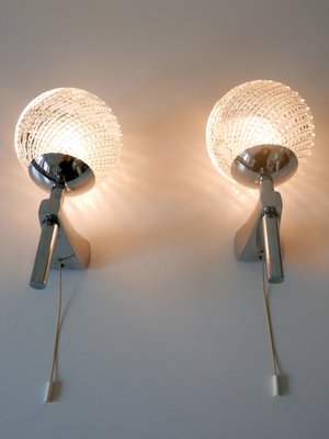 Mid-Century Modern Textured Glass Wall Lamps, 1970s, Set of 2-WPT-1750082