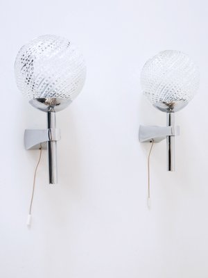 Mid-Century Modern Textured Glass Wall Lamps, 1970s, Set of 2-WPT-1750082