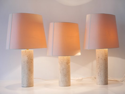 Mid-Century Modern Travertine Table Lamps, Italy, 1960s, Set of 3-WPT-1766213