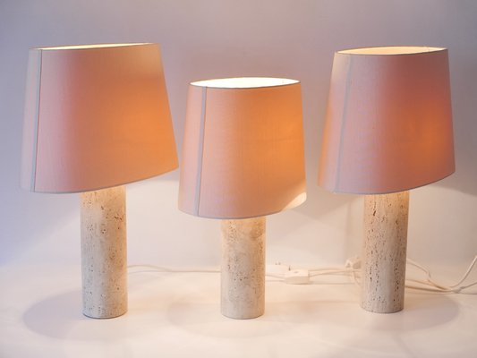 Mid-Century Modern Travertine Table Lamps, Italy, 1960s, Set of 3-WPT-1766213