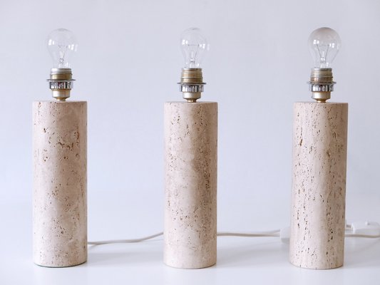 Mid-Century Modern Travertine Table Lamps, Italy, 1960s, Set of 3-WPT-1766213