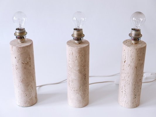 Mid-Century Modern Travertine Table Lamps, Italy, 1960s, Set of 3-WPT-1766213