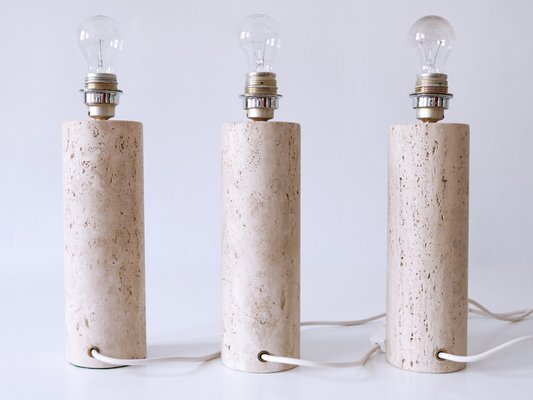 Mid-Century Modern Travertine Table Lamps, Italy, 1960s, Set of 3-WPT-1766213