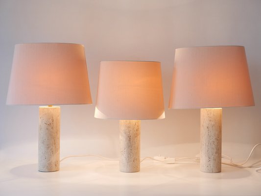 Mid-Century Modern Travertine Table Lamps, Italy, 1960s, Set of 3-WPT-1766213