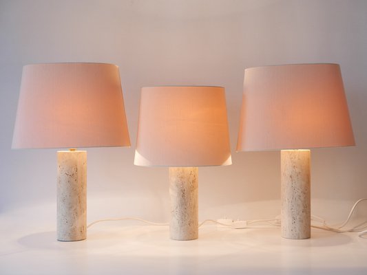 Mid-Century Modern Travertine Table Lamps, Italy, 1960s, Set of 3-WPT-1766213