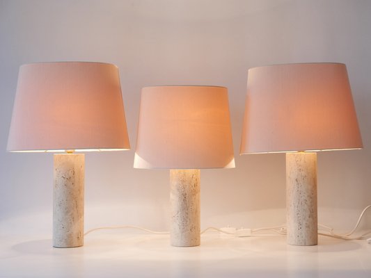 Mid-Century Modern Travertine Table Lamps, Italy, 1960s, Set of 3-WPT-1766213