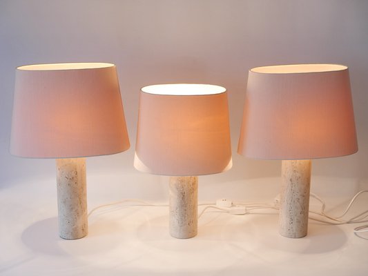 Mid-Century Modern Travertine Table Lamps, Italy, 1960s, Set of 3-WPT-1766213