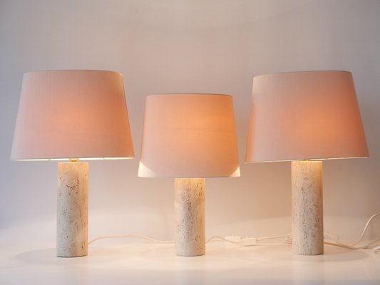 Mid-Century Modern Travertine Table Lamps, Italy, 1960s, Set of 3-WPT-1766213