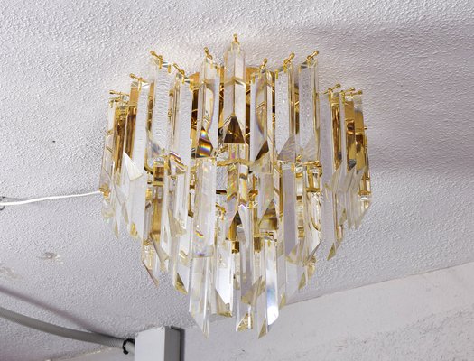 Mid-Century Modern Triedri Murano Glass Flush Mount Chandelier by Paolo Venini for Venini, 1960s-IJF-1751977