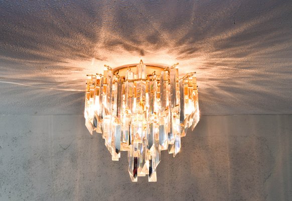 Mid-Century Modern Triedri Murano Glass Flush Mount Chandelier by Paolo Venini for Venini, 1960s-IJF-1751977