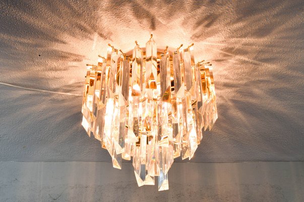 Mid-Century Modern Triedri Murano Glass Flush Mount Chandelier by Paolo Venini for Venini, 1960s-IJF-1751977