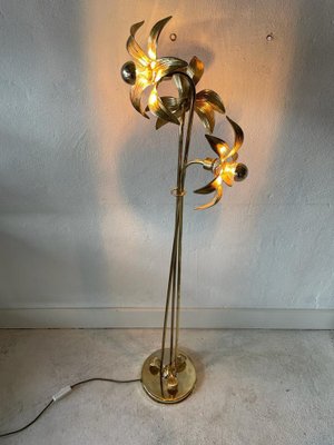 Mid-Century Modern Triple Flower Shade Floor Lamp in Brass by Willy Daro for Massive, 1970s-RDS-1452326