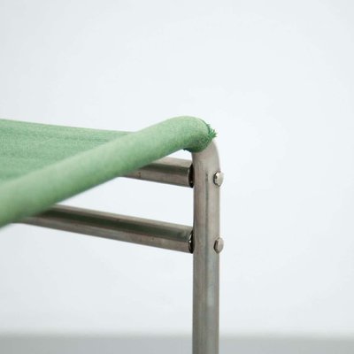 Mid-Century Modern Tubular Steel Chair with Green Fabric-WM-1312742