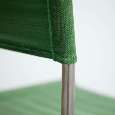 Mid-Century Modern Tubular Steel Chair with Green Fabric-WM-1312742