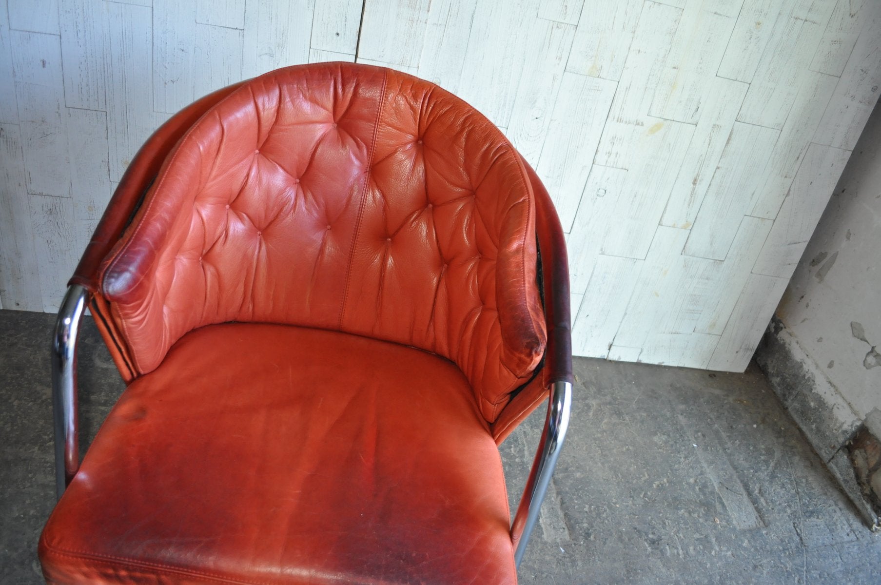 Mid-Century Modern Tufted Leather Armchair, 1970s